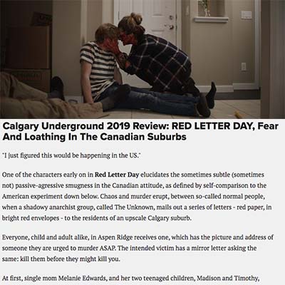 Calgary Underground 2019 Review: RED LETTER DAY, Fear And Loathing In The Canadian Suburbs